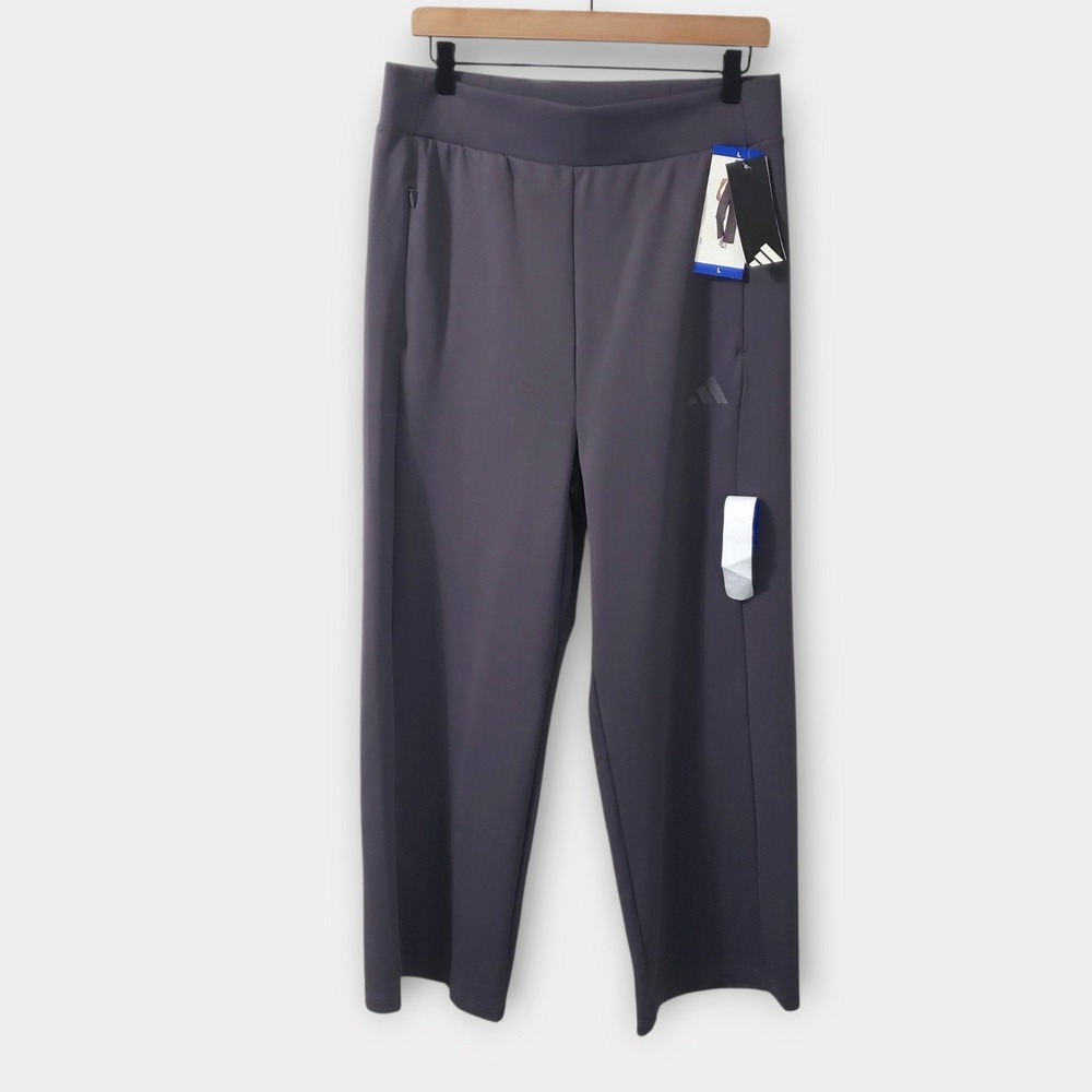 NWT Adidas Womens Wide Leg Active Pant Performance Grey Strata Grey Latge